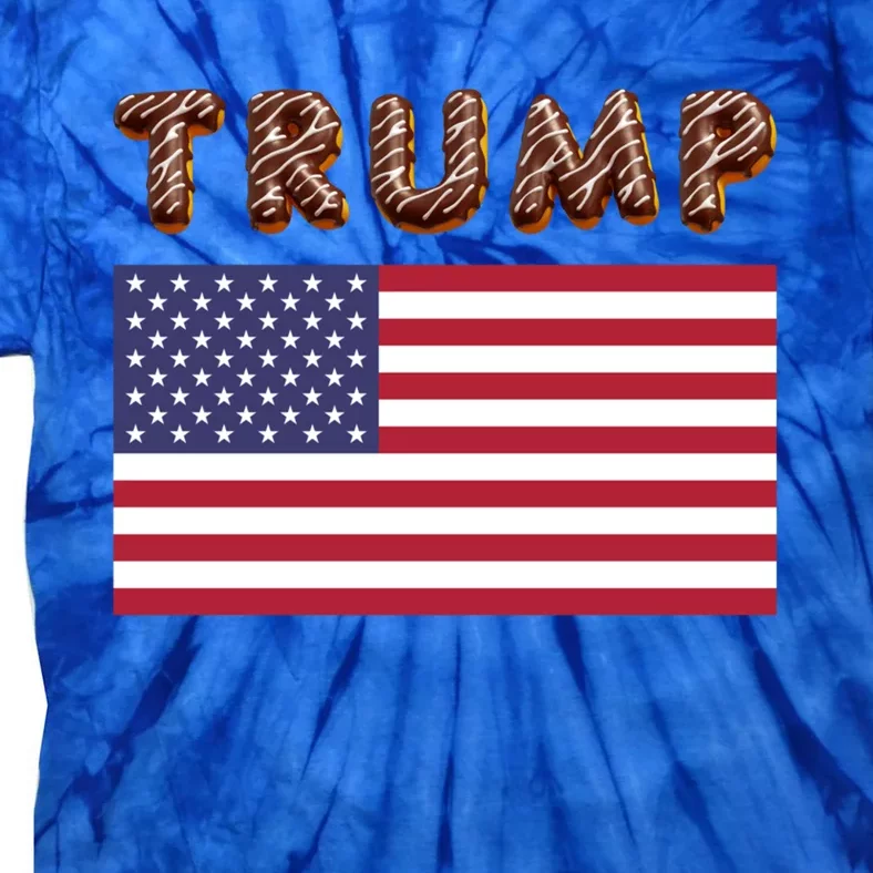 Chocolate Donut Trump 2024 4th Of July Usa Flag Bakery Maga Gift Tie-Dye T-Shirt