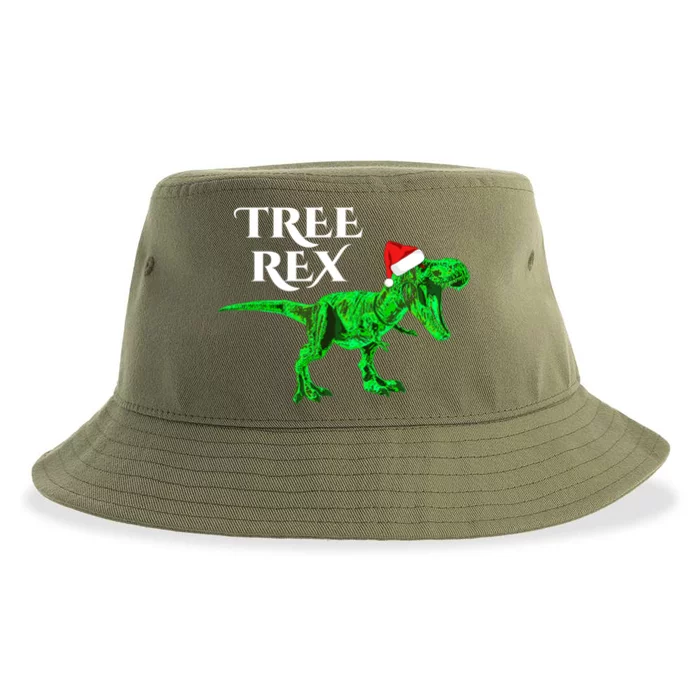 Christmas Dinosaur Tree Rex Funny Xmas Gift For Raptor Lover Gift Sustainable Bucket Hat