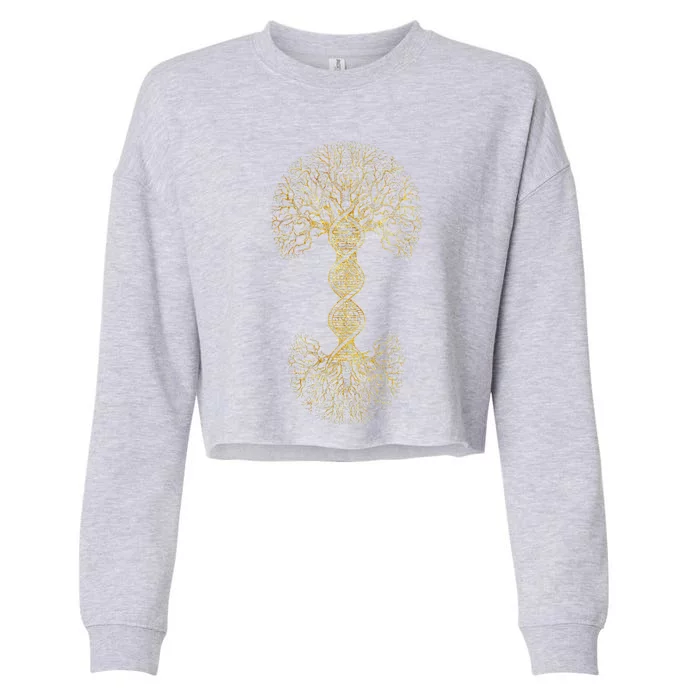 Cute DNA Tree Of Life Science Of Genetics Earth Day Genealogy Cropped Pullover Crew