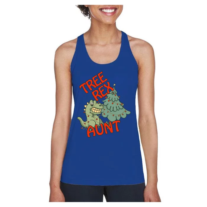 Christmas Dinosaur Tree Rex Aunt Pajamas Gift Women's Racerback Tank