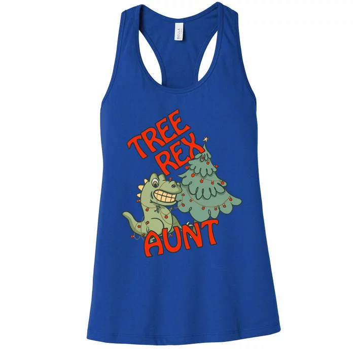 Christmas Dinosaur Tree Rex Aunt Pajamas Gift Women's Racerback Tank