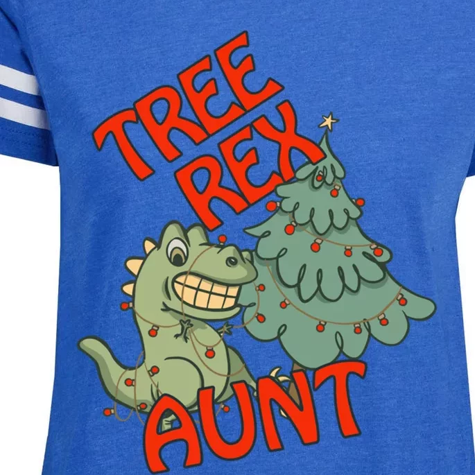 Christmas Dinosaur Tree Rex Aunt Pajamas Gift Enza Ladies Jersey Football T-Shirt