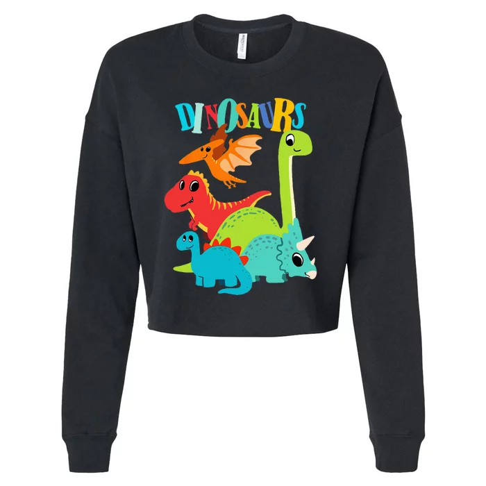 Cute Dinosaurs Types Of Dinosaurs For Kids Dino Lover Cropped Pullover Crew