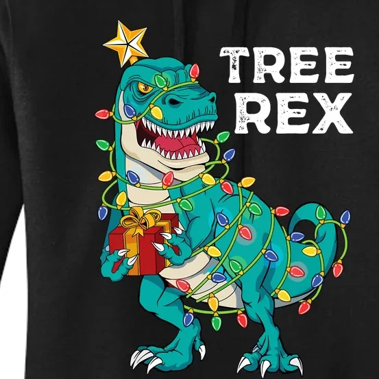 Christmas Dinosaur Tree Rex For Boy Pajamas Women's Pullover Hoodie