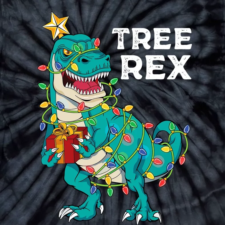 Christmas Dinosaur Tree Rex For Boy Pajamas Tie-Dye T-Shirt