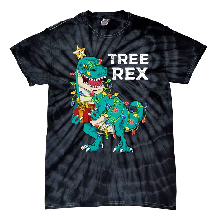 Christmas Dinosaur Tree Rex For Boy Pajamas Tie-Dye T-Shirt