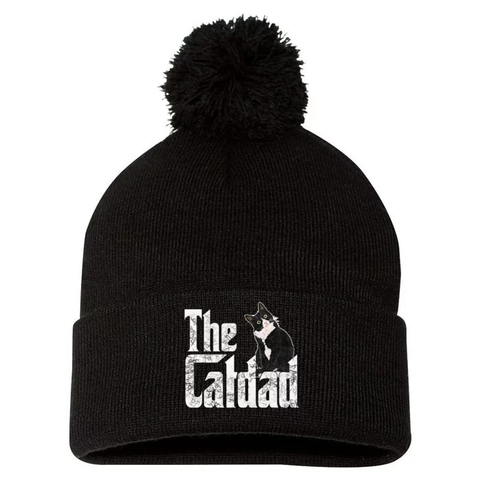 Cat Dad The Catfather Crazy Cat Father Daddy Pom Pom 12in Knit Beanie