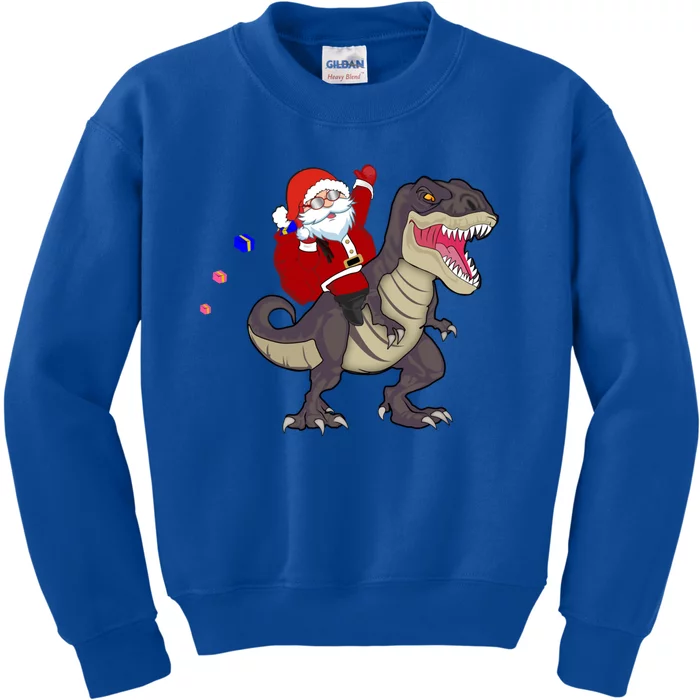 Christmas Dinosaur Tree Rex Pajamas Santa Claus Riding T Rex Meaningful Gift Kids Sweatshirt