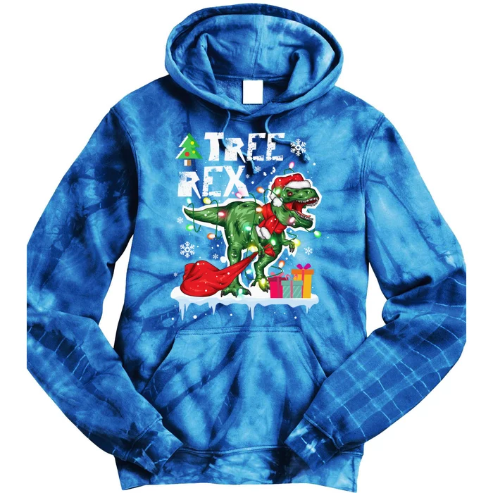 Christmas Dinosaur Tree Rex Pajamas Led Light Gift Tie Dye Hoodie