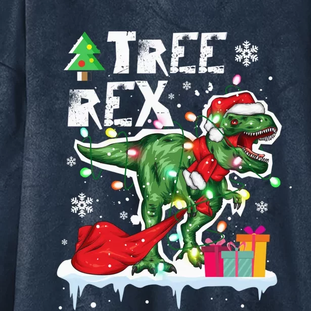 Christmas Dinosaur Tree Rex Pajamas Led Light Gift Hooded Wearable Blanket