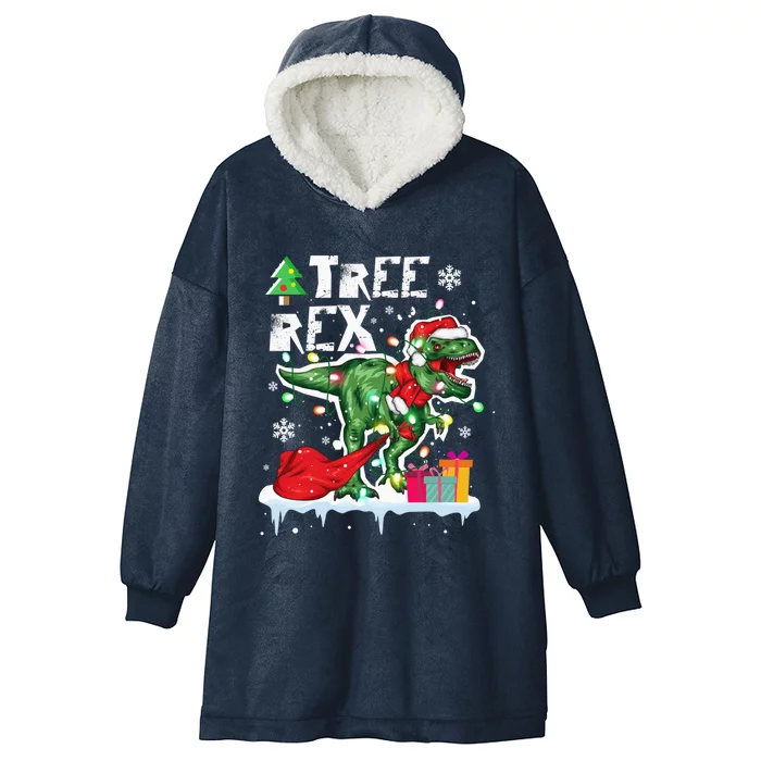 Christmas Dinosaur Tree Rex Pajamas Led Light Gift Hooded Wearable Blanket