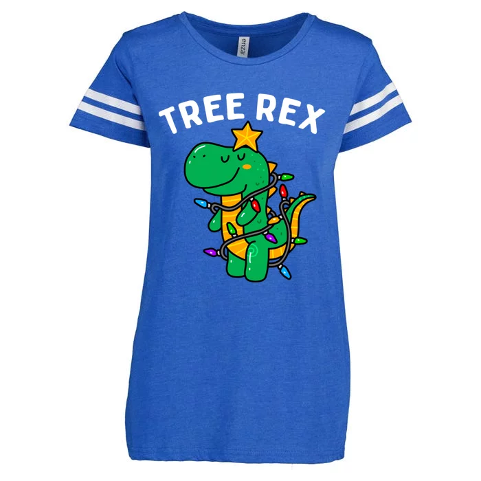 Christmas Dinosaur Tree Rex Xmas T Rex Gift Enza Ladies Jersey Football T-Shirt