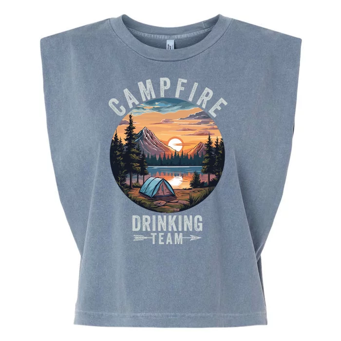 Campfire Drinking Team Outdoors Camp Fire Bonfire Nature Lover Funny Camping Garment-Dyed Women's Muscle Tee