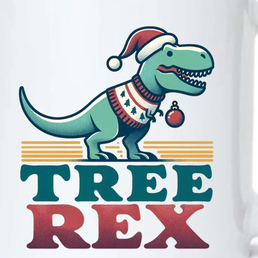 Christmas Dinosaur Tree Rex Retro Groovy Xmas Style Cute Gift Black Color Changing Mug