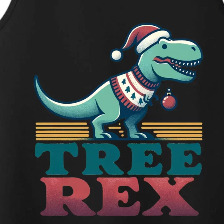 Christmas Dinosaur Tree Rex Retro Groovy Xmas Style Cute Gift Performance Tank