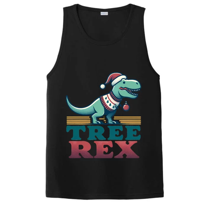 Christmas Dinosaur Tree Rex Retro Groovy Xmas Style Cute Gift Performance Tank