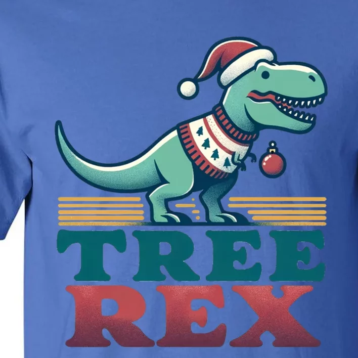 Christmas Dinosaur Tree Rex Retro Groovy Xmas Style Cute Gift Tall T-Shirt