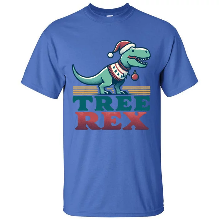 Christmas Dinosaur Tree Rex Retro Groovy Xmas Style Cute Gift Tall T-Shirt