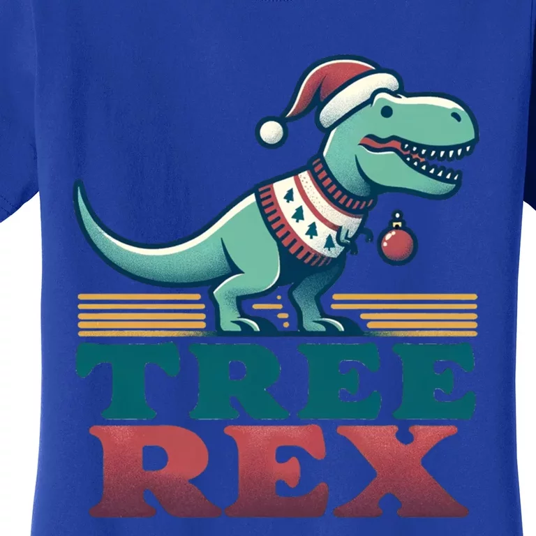 Christmas Dinosaur Tree Rex Retro Groovy Xmas Style Cute Gift Women's T-Shirt