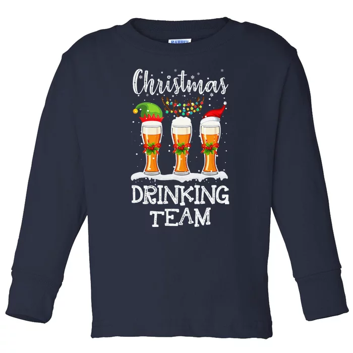 Christmas Drinking Team Holiday Season Xmas Beer Lover Toddler Long Sleeve Shirt