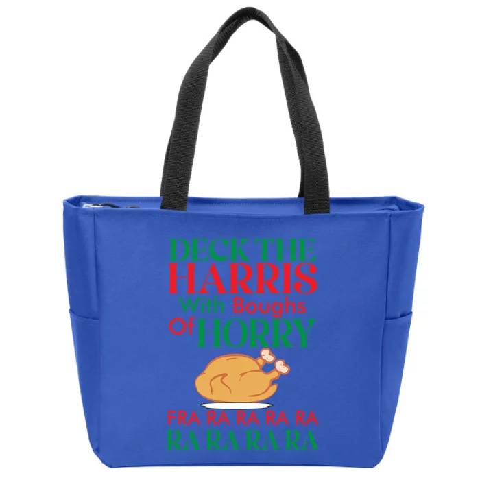 Christmas Deck The Harrs Fra Ra Ra Funny Turkey Gift Zip Tote Bag