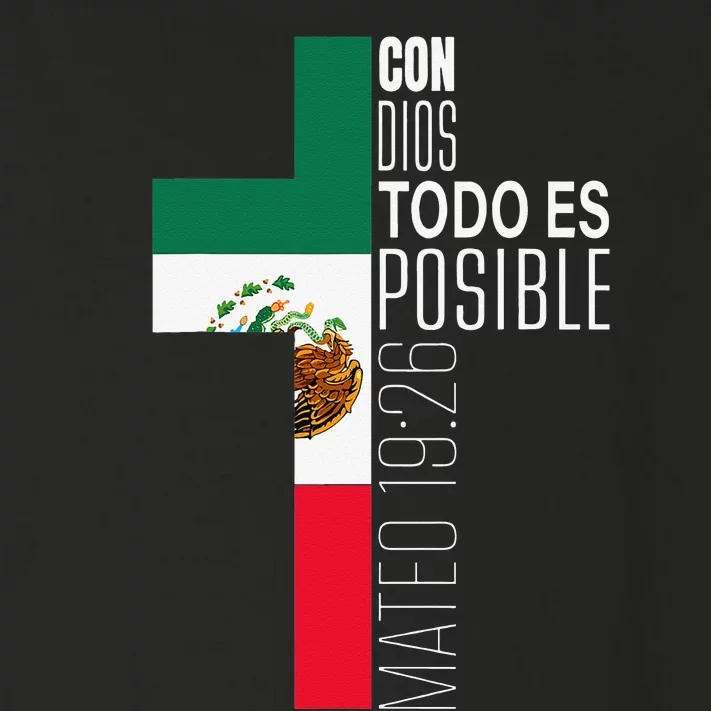 Con Dios Todo Es Posible Christian Spanish Gift Mexican Flag Toddler Long Sleeve Shirt