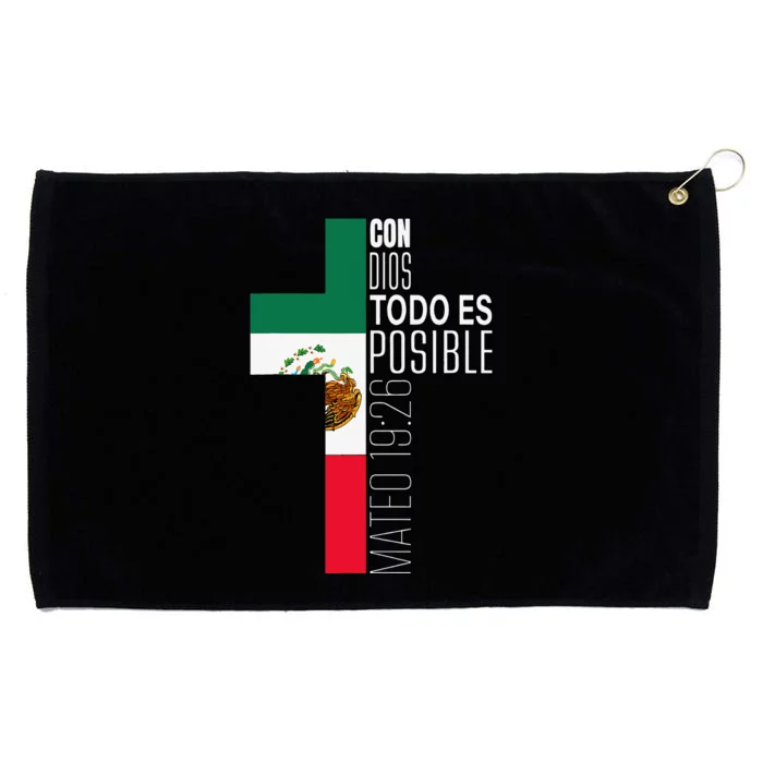 Con Dios Todo Es Posible Christian Spanish Gift Mexican Flag Grommeted Golf Towel