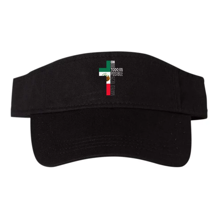 Con Dios Todo Es Posible Christian Spanish Gift Mexican Flag Valucap Bio-Washed Visor