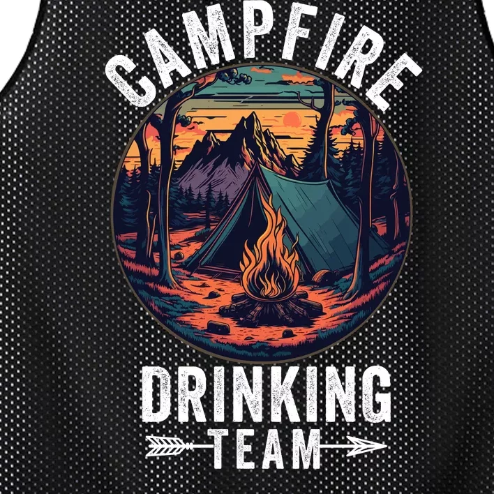 Campfire Drinking Team Outdoors Bonfire Camp Fire Nature Lover Funny Camping Mesh Reversible Basketball Jersey Tank