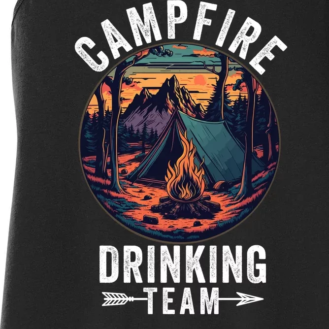 Campfire Drinking Team Outdoors Bonfire Camp Fire Nature Lover Funny Camping Women's Racerback Tank