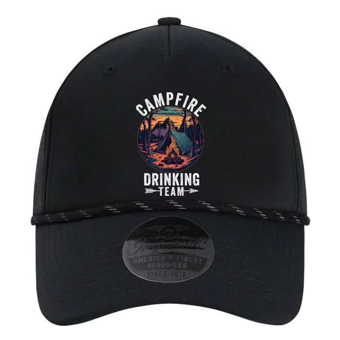 Campfire Drinking Team Outdoors Bonfire Camp Fire Nature Lover Funny Camping Performance The Dyno Cap