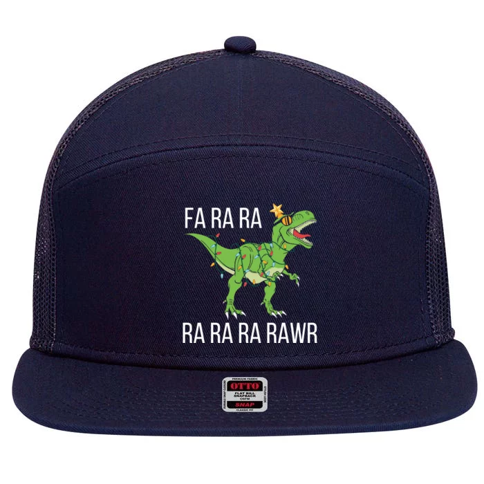 Christmas Dinosaur Tree Rex Christmas Fa Rawr Rawr Funny Gift 7 Panel Mesh Trucker Snapback Hat