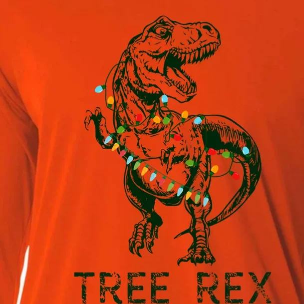 Christmas Dinosaur Tree Rex Pajamas Meaningful Gift Cooling Performance Long Sleeve Crew