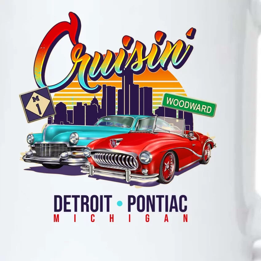 Cruisin Detroit To Pontiac Clasic Cars Black Color Changing Mug