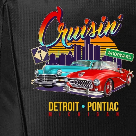 Cruisin Detroit To Pontiac Clasic Cars City Backpack