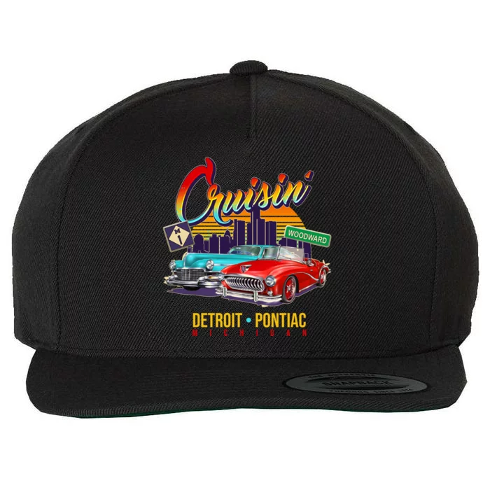 Cruisin Detroit To Pontiac Clasic Cars Wool Snapback Cap