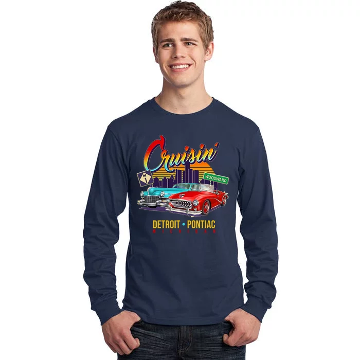 Cruisin Detroit To Pontiac Clasic Cars Tall Long Sleeve T-Shirt