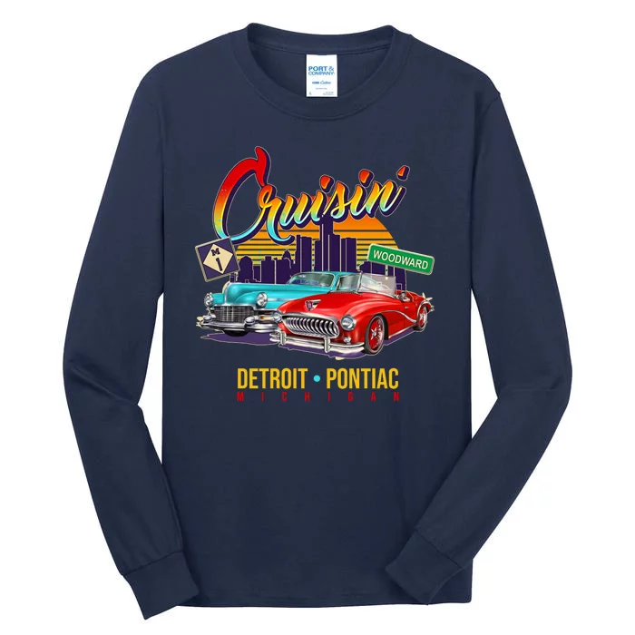 Cruisin Detroit To Pontiac Clasic Cars Tall Long Sleeve T-Shirt