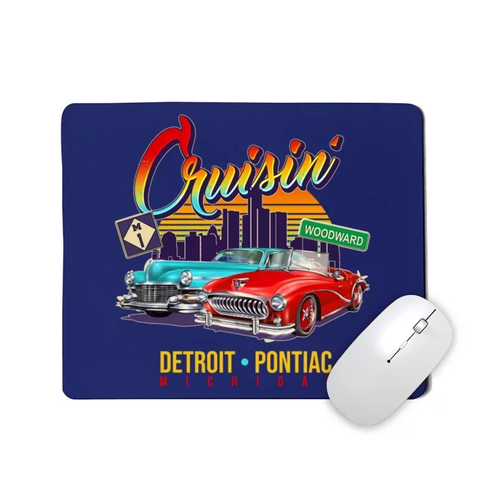 Cruisin Detroit To Pontiac Clasic Cars Mousepad