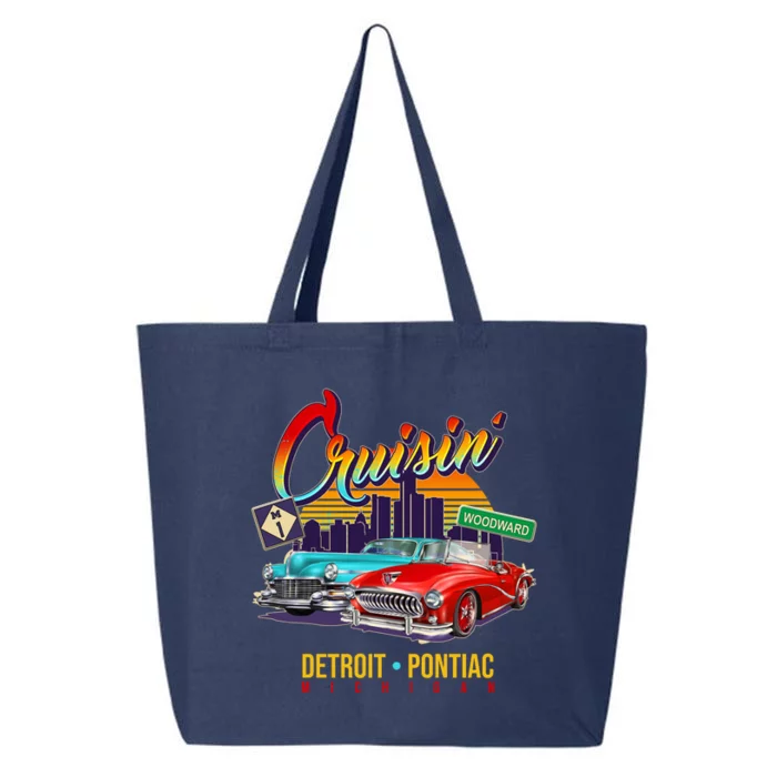 Cruisin Detroit To Pontiac Clasic Cars 25L Jumbo Tote