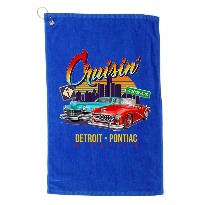 Cruisin Detroit To Pontiac Clasic Cars Platinum Collection Golf Towel