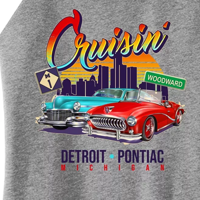 Cruisin Detroit To Pontiac Clasic Cars Women’s Perfect Tri Rocker Tank