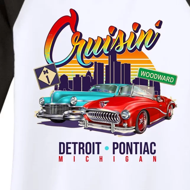 Cruisin Detroit To Pontiac Clasic Cars Women's Tri-Blend 3/4-Sleeve Raglan Shirt