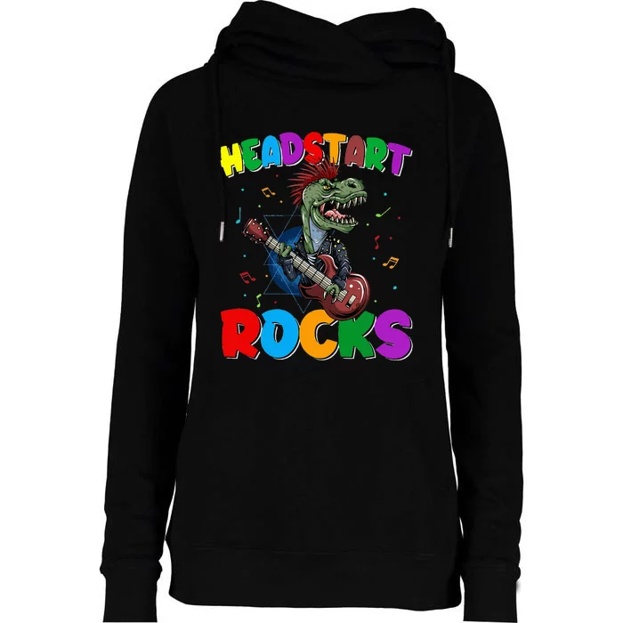 Cool Dinosaur Trex Headstart Rocks Back To School Gift Womens Funnel Neck Pullover Hood