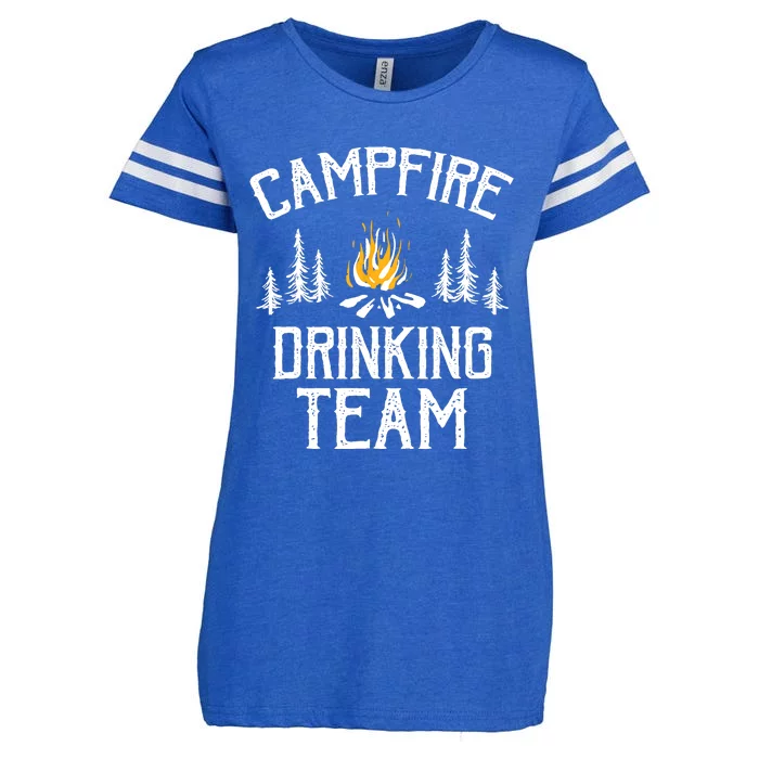 Campfire Drinking Team Camping Lovers Camper Enza Ladies Jersey Football T-Shirt