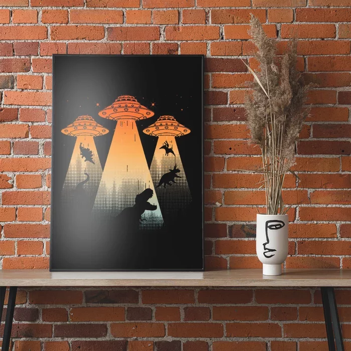 Cool Dinosaur Ufo Alien Abduction Dinosaur Poster