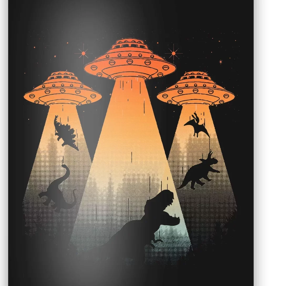 Cool Dinosaur Ufo Alien Abduction Dinosaur Poster