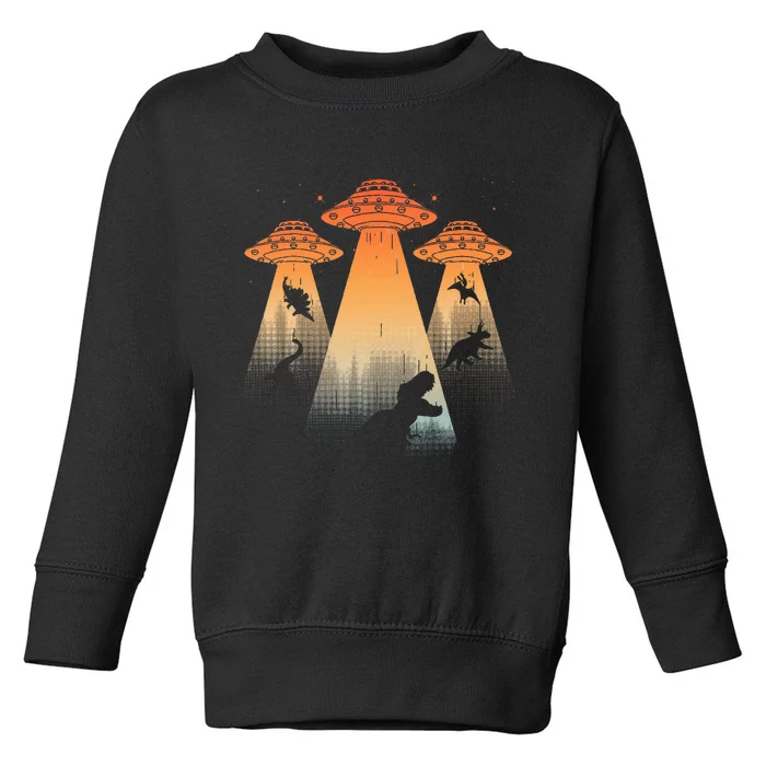 Cool Dinosaur Ufo Alien Abduction Dinosaur Toddler Sweatshirt