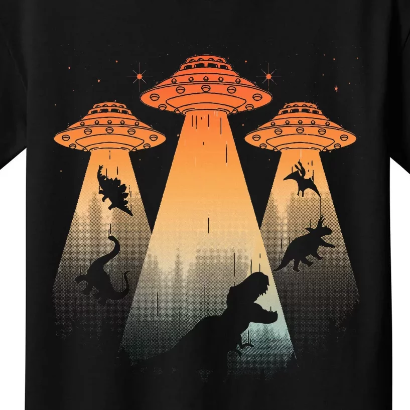 Cool Dinosaur Ufo Alien Abduction Dinosaur Kids T-Shirt