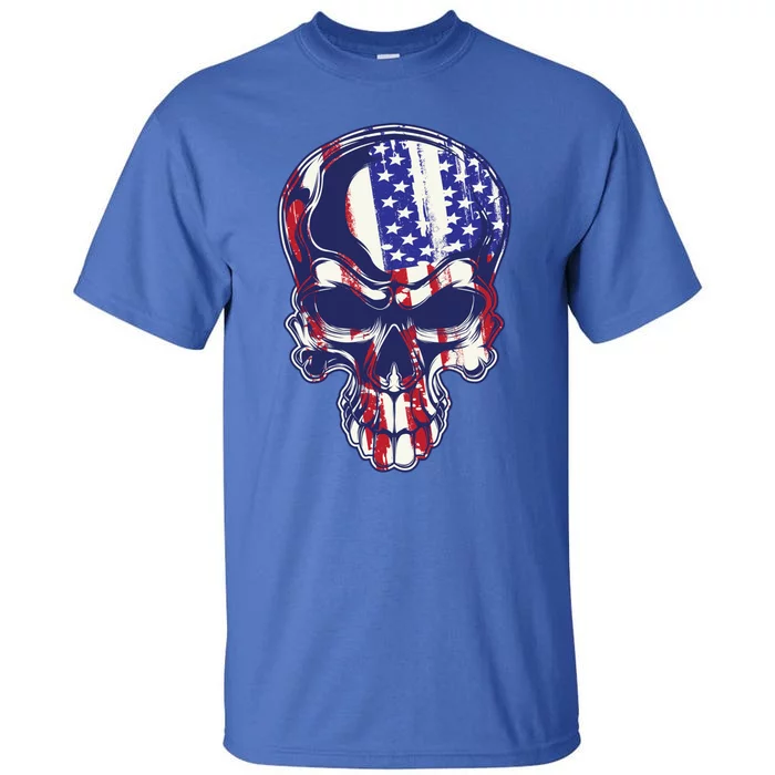 Cute Dainty Usa Flag 4th Of July Skull Gift Meaningful Gift Tall T-Shirt